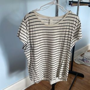 H&M basic cream and navy striped tee